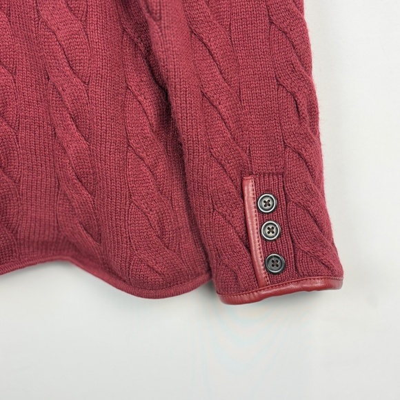 Talbots Women Cable Knit Sweater Blazer Sz L Burgundy Business Academia Office - Picture 6 of 13